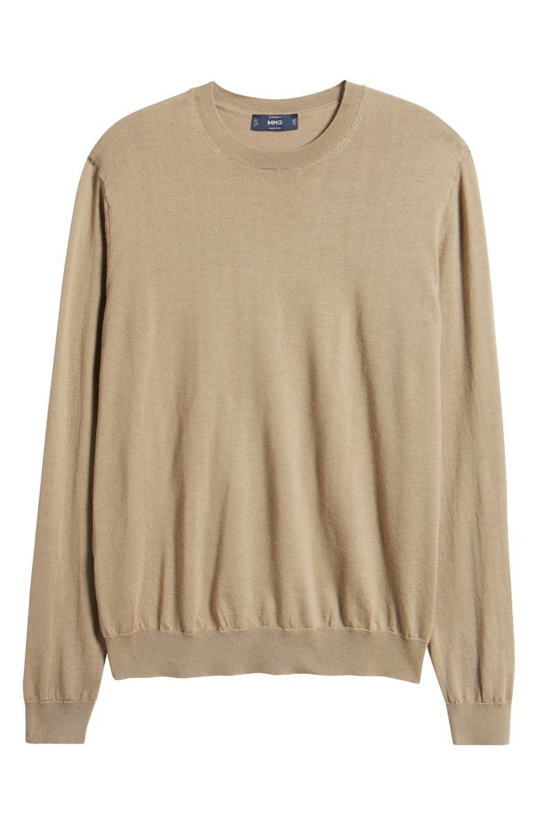 MANGO Crewneck Wool Sweater, Alternate, color, Sand
