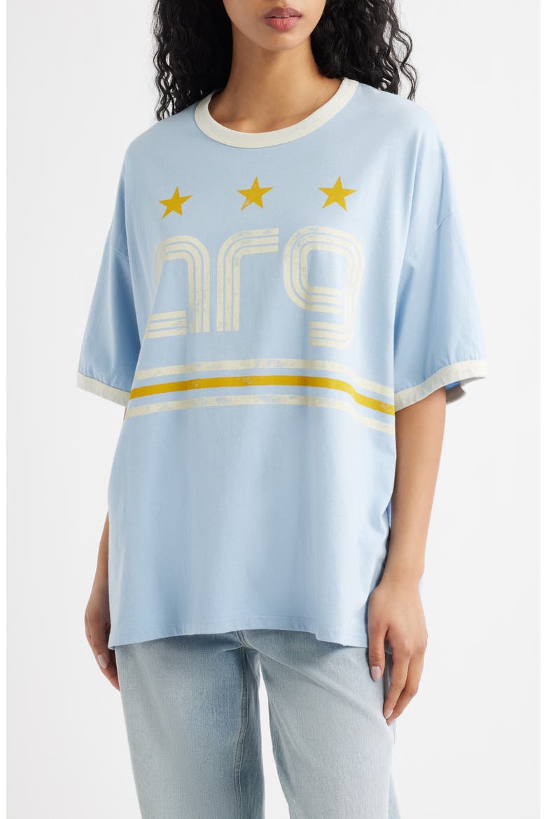 Argentina World Cup Oversized Graphic Ringer T-Shirt, Main, color, FRESH BLUE COMBO
