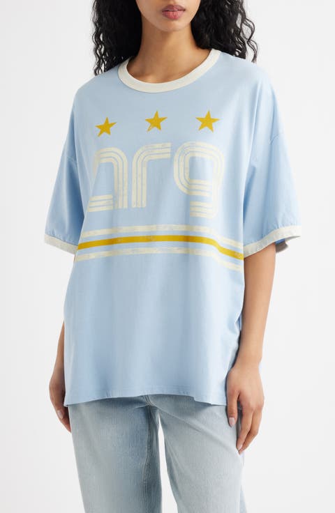 Argentina World Cup Oversized Graphic Ringer T-Shirt