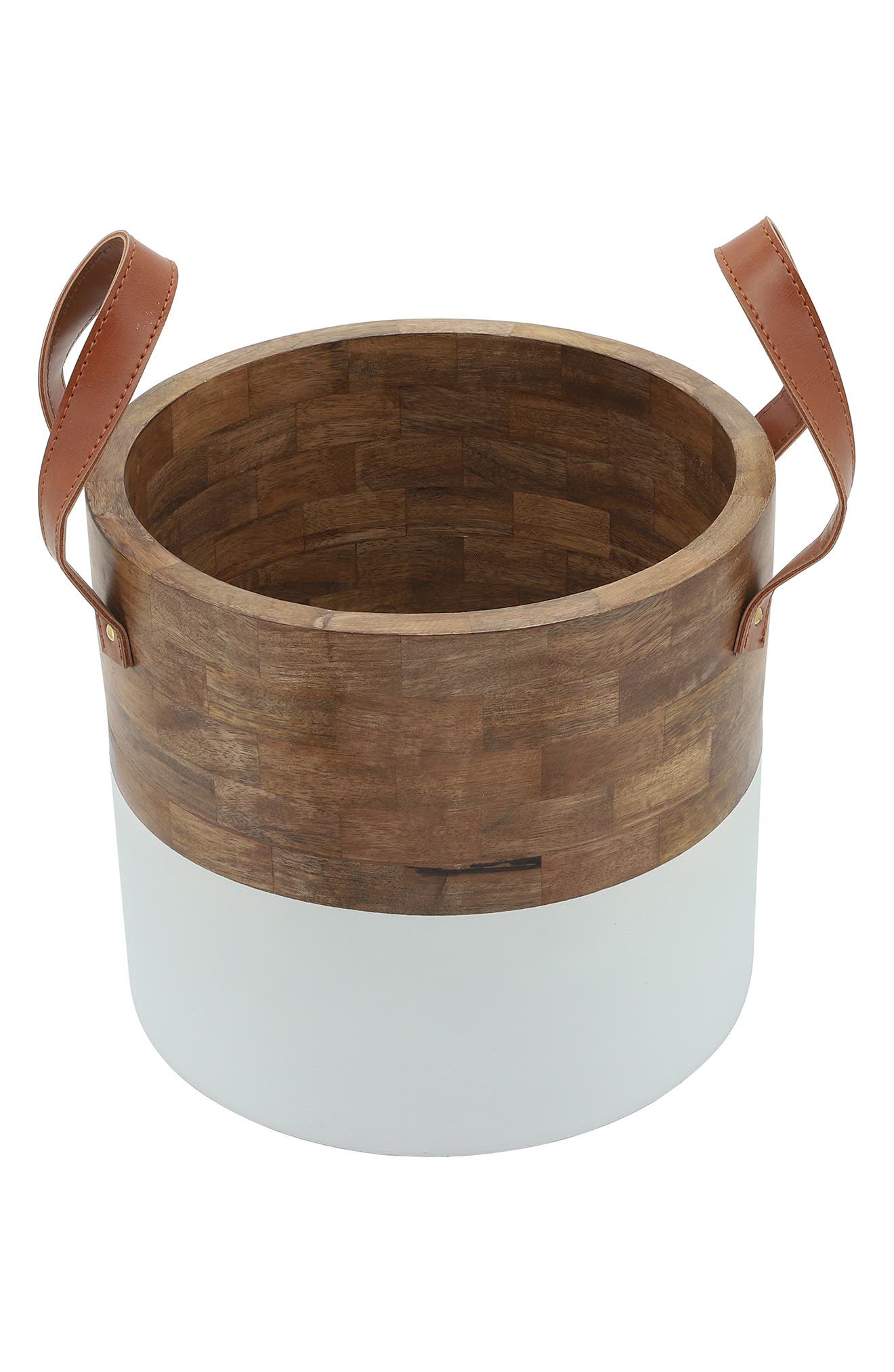 SAGEBROOK HOME SAGEBROOK Wood Bucket with Leather Trim | Nordstromrack