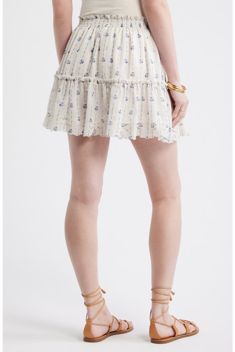 Floral Print Chiffon Miniskirt, Alternate, color, IVORY- BLUE SYDNEY GEO