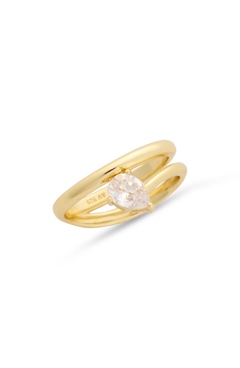 ARGENTO VIVO Pear Cut CZ Bypass Ring, Main, color, Gold