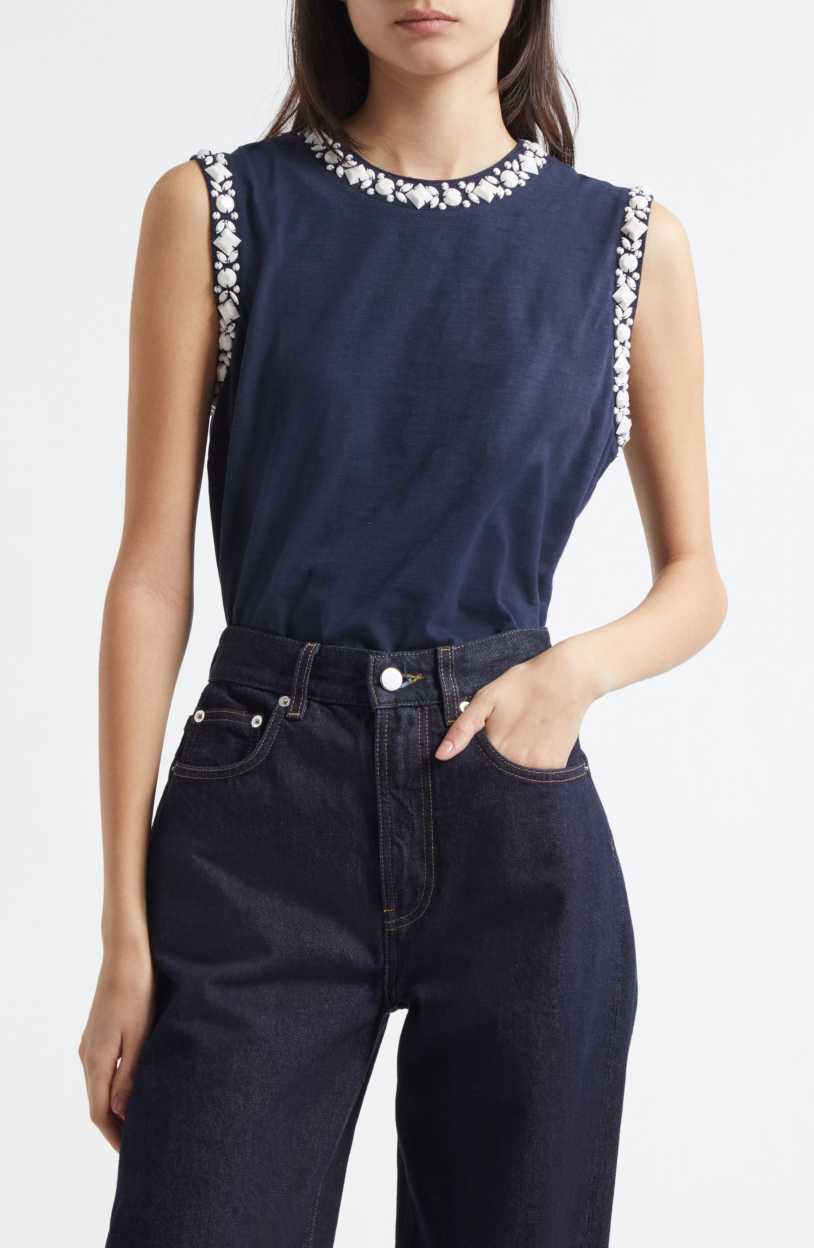 Cinq à Sept Blaine Opaque Stone Sleeveless Top