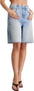 Good American Good Standard Raw Hem Denim Bermuda Shorts