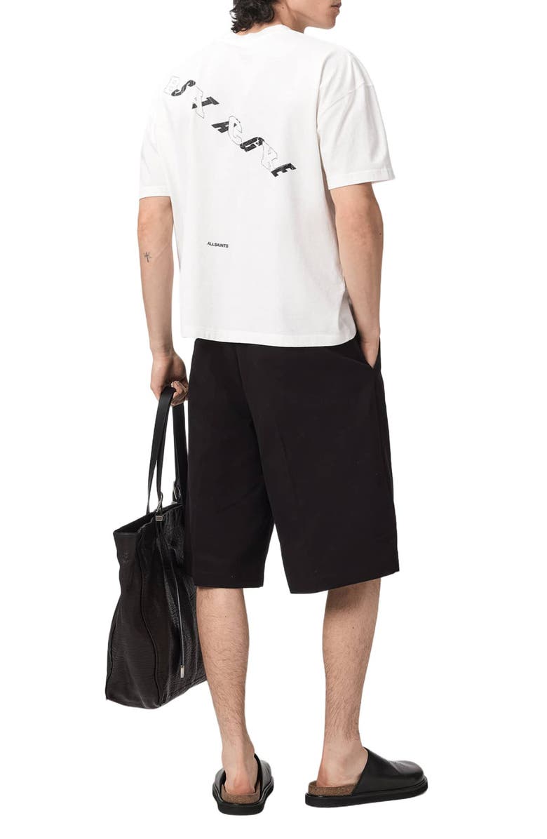 AllSaints Castro Pleated Cotton Shorts, Alternate, color, Black