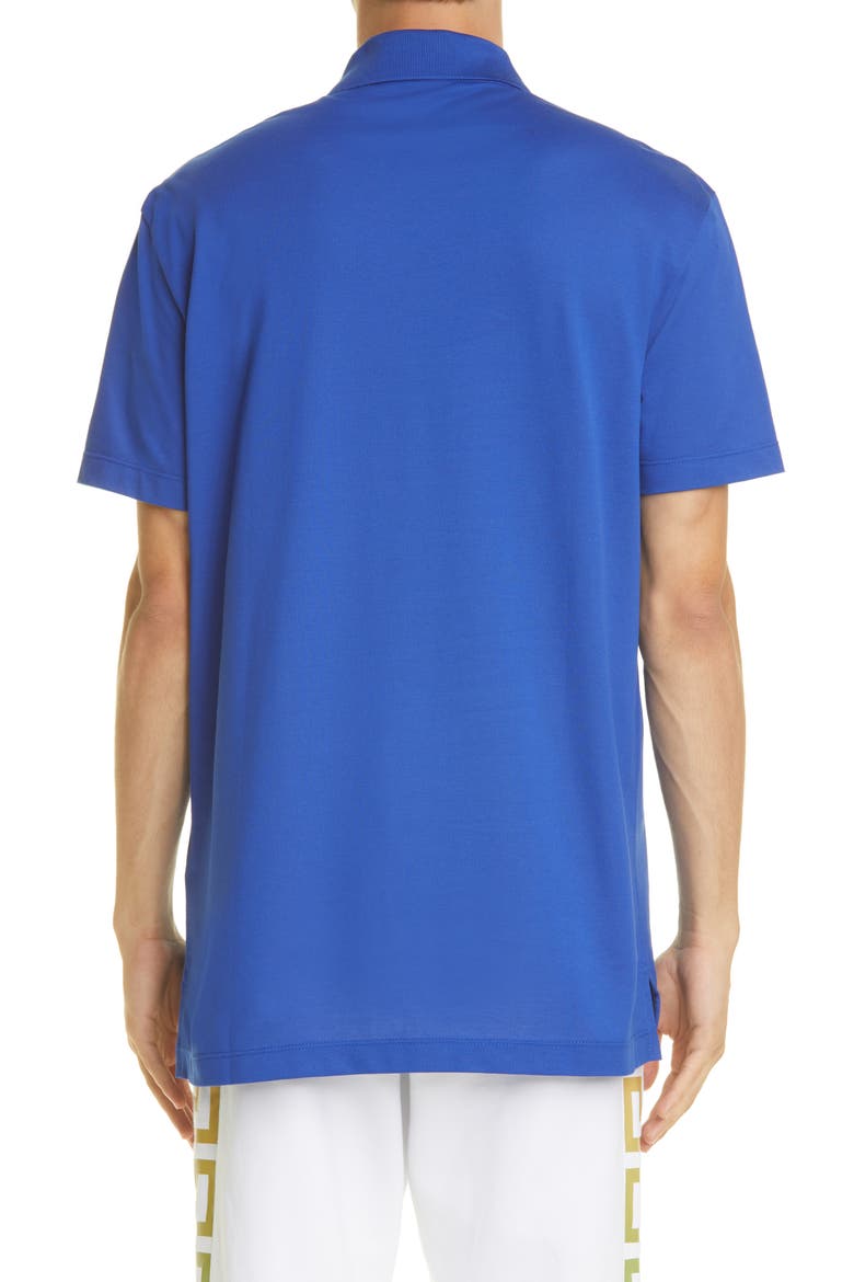 Medusa Appliqué Cotton Polo Shirt, Alternate, color, BLUE