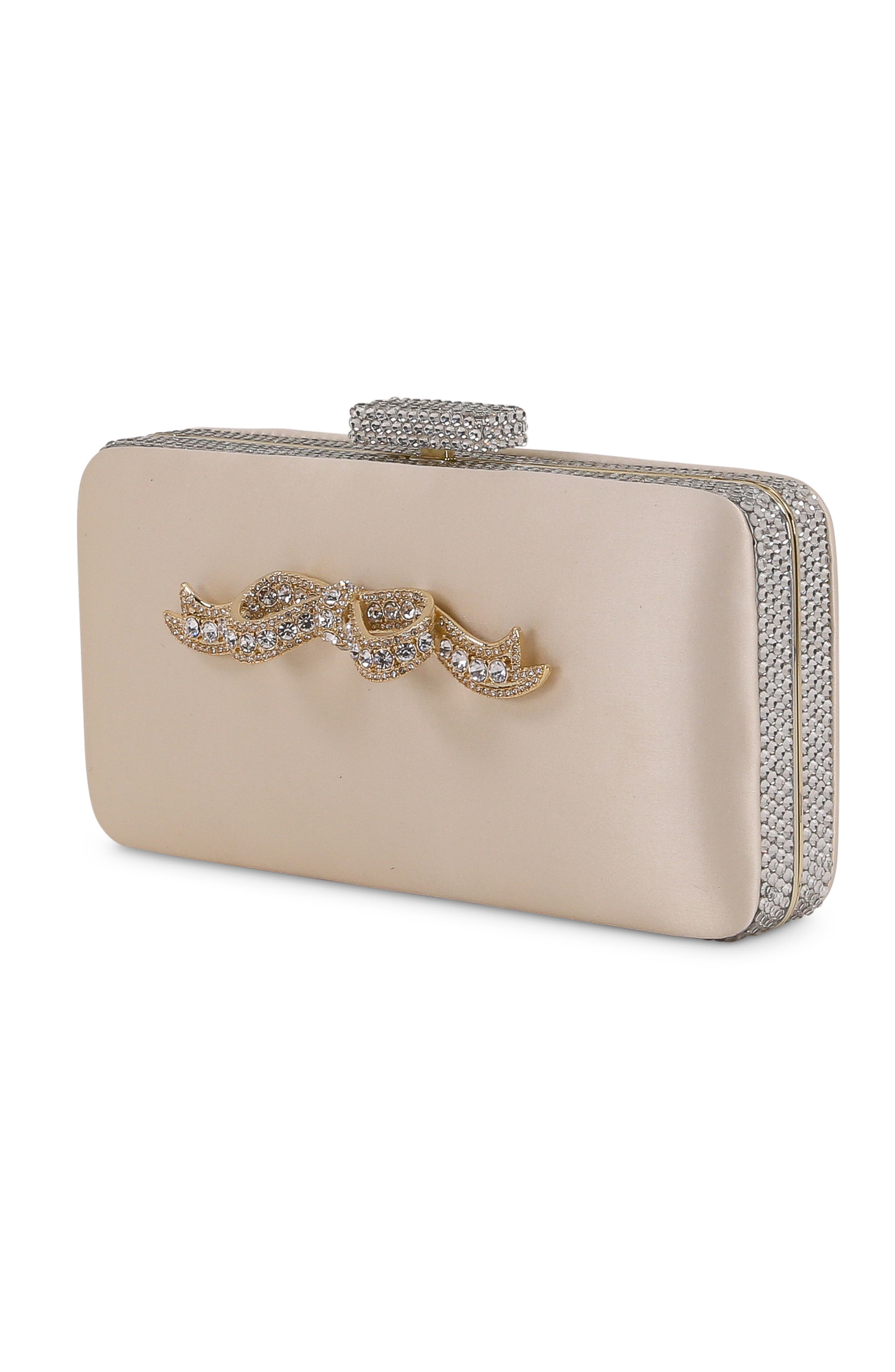 Lexi Crystal Bow Minaudiere, Alternate, color, Ivory
