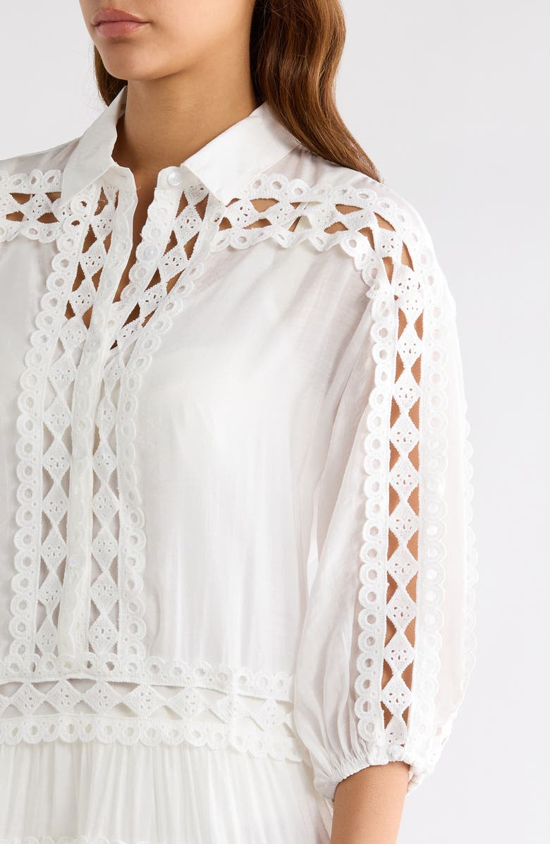 Elan Lace Trim Cover-Up Dress, Alternate, color, White