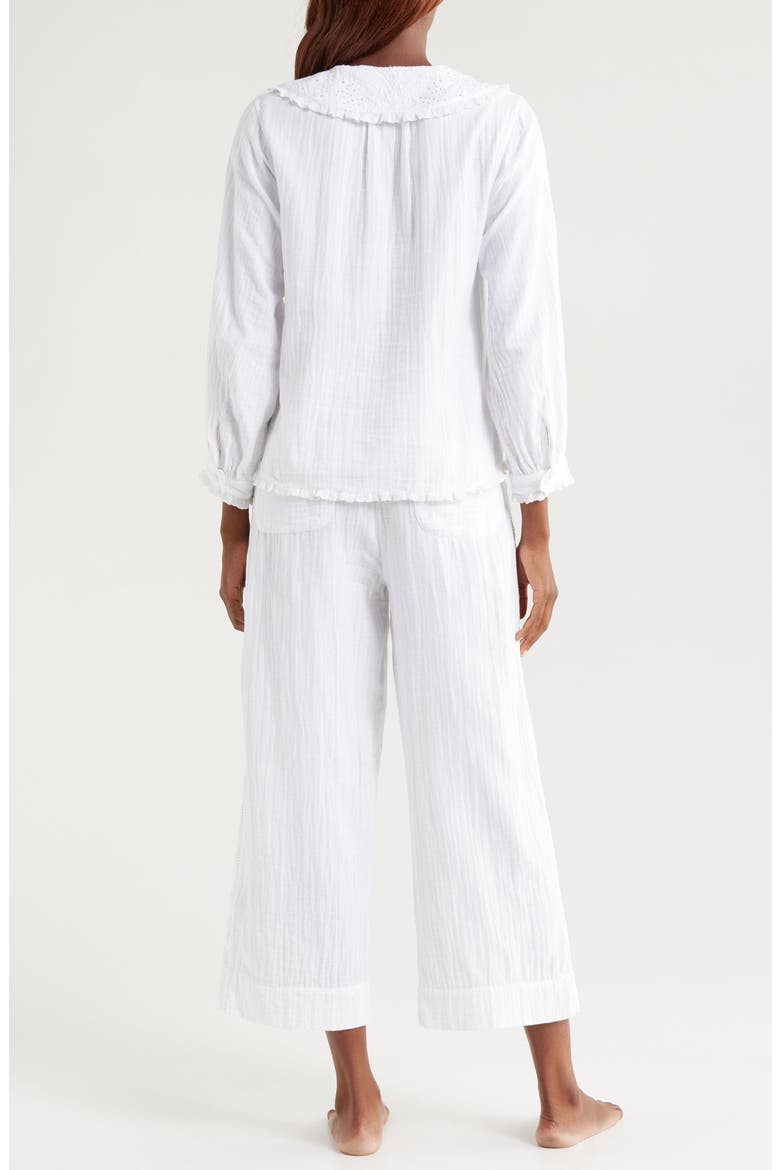 Peter Pan Collar Cotton Gauze Pajamas, Alternate, color, PLAIN DOUBLE GAUZE WHITE