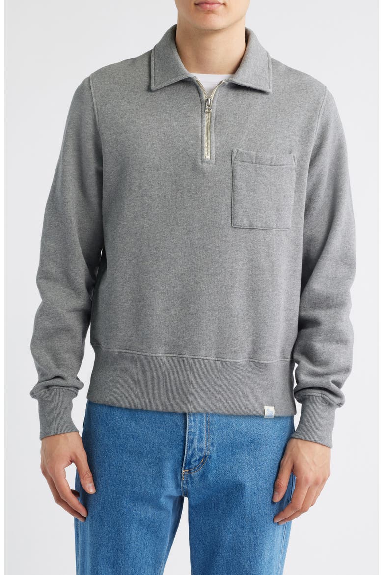 Quarter Zip Organic Cotton Sweatshirt, Main, color, GREY MELANGE