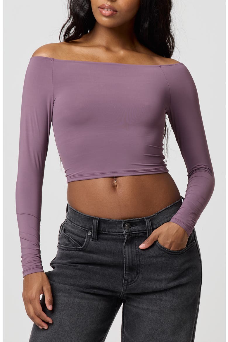Softie Flex Long Sleeve Top, Main, color, BLACK PLUM
