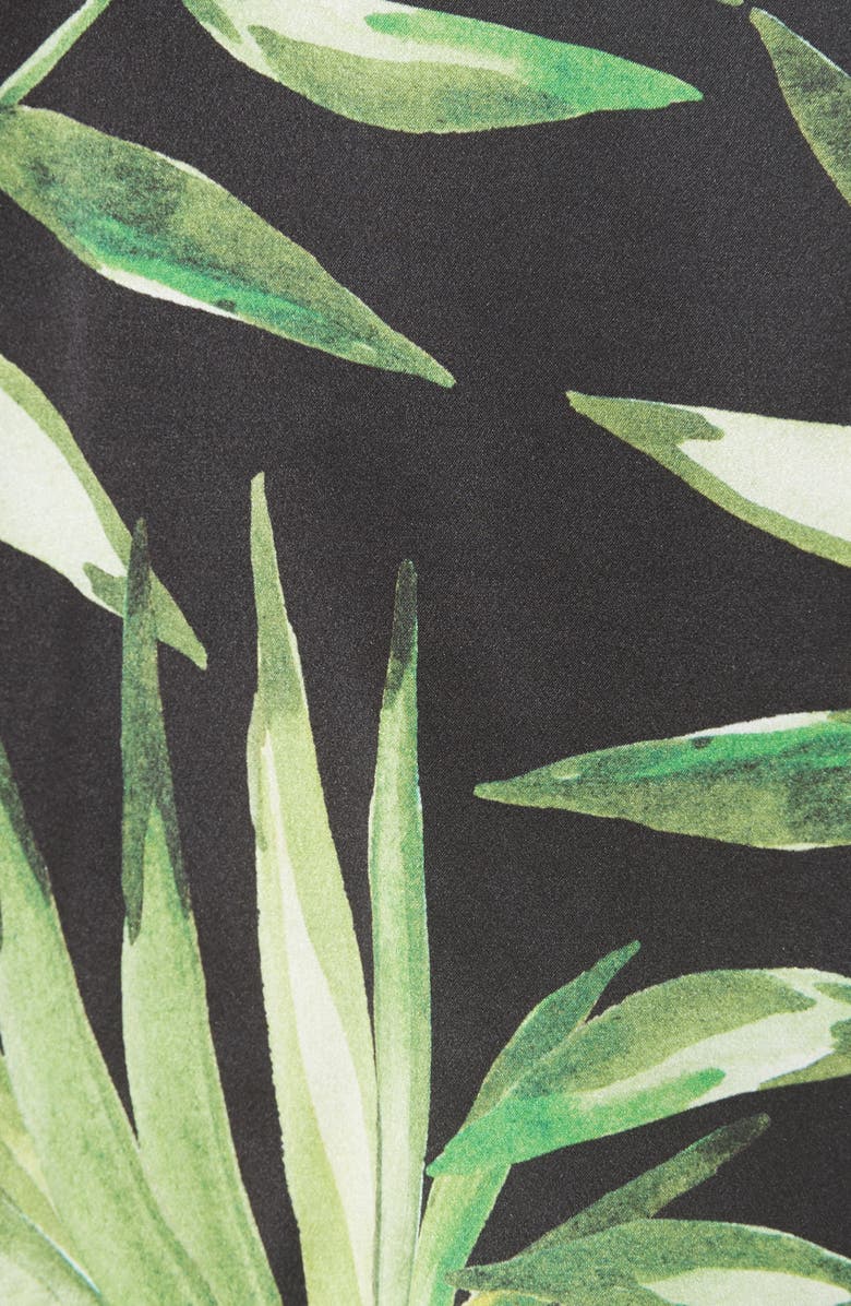 CAROLINE CONSTAS Daria Leaf Print Silk Bodysuit, Alternate, color,