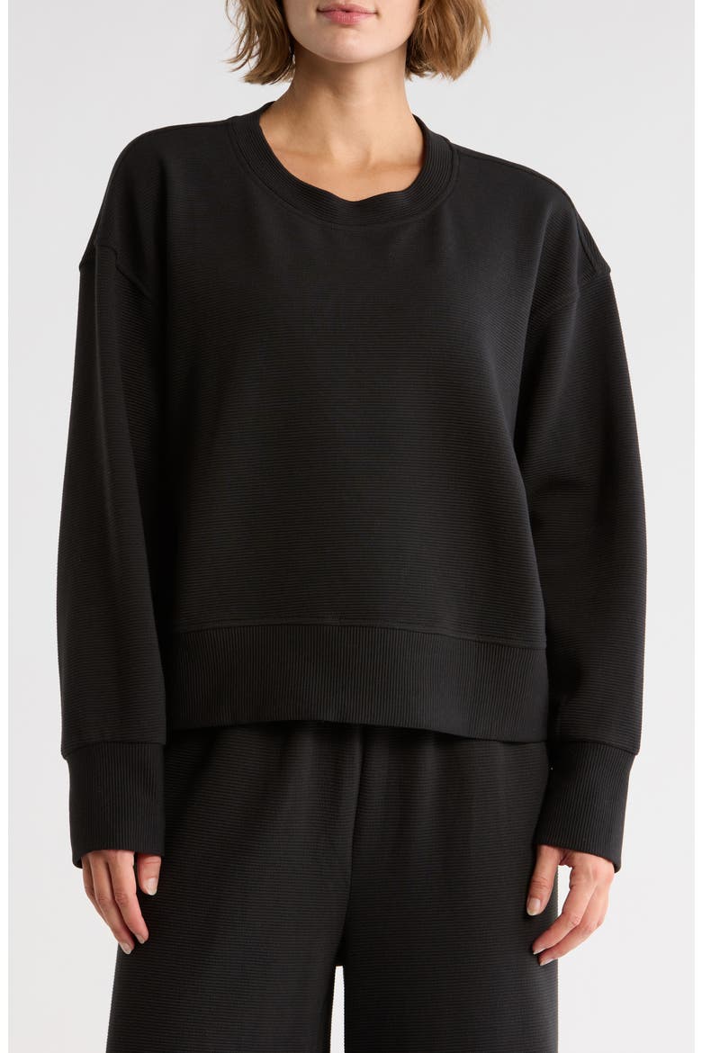 Unwind Ottoman Crewneck Sweatshirt, Main, color, BLACK