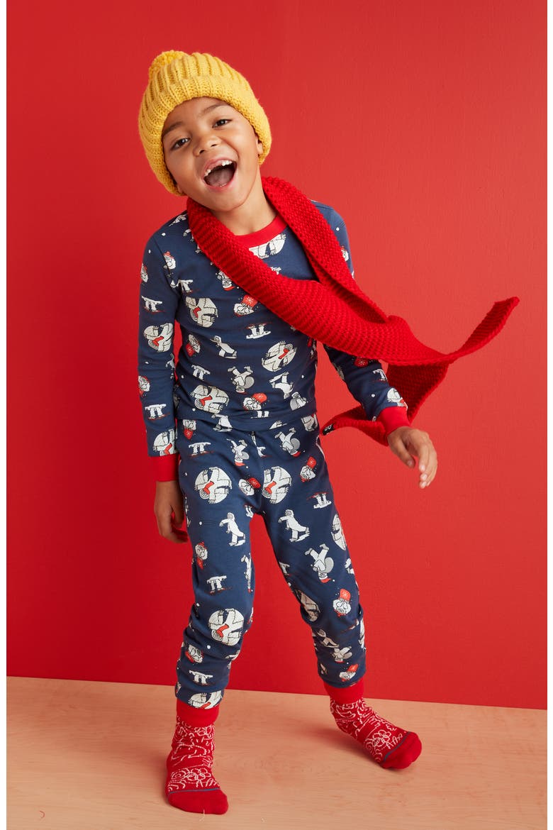 Glow in the Dark Fitted Two-Piece Pajamas, Alternate, color, BLACK GLOW SUPER KID