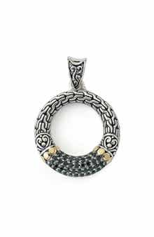 SAMUEL B. Semiprecious Stone Two-Tone Engraved Circle Pendant