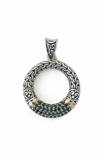 SAMUEL B. Semiprecious Stone Two-Tone Engraved Circle Pendant