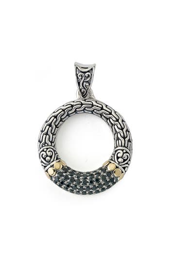 Samuel B. Semiprecious Stone Two-tone Engraved Circle Pendant In Black