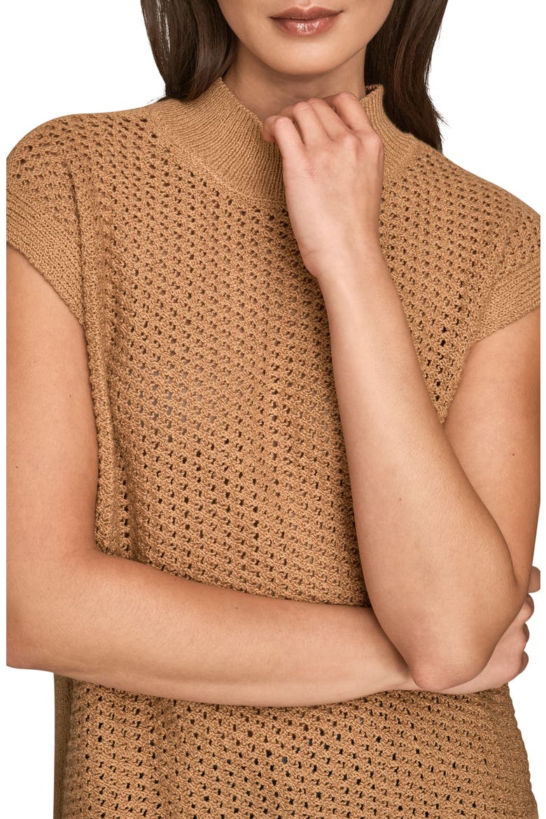 Open Stitch Cap Sleeve Sweater, Alternate, color, FAWN