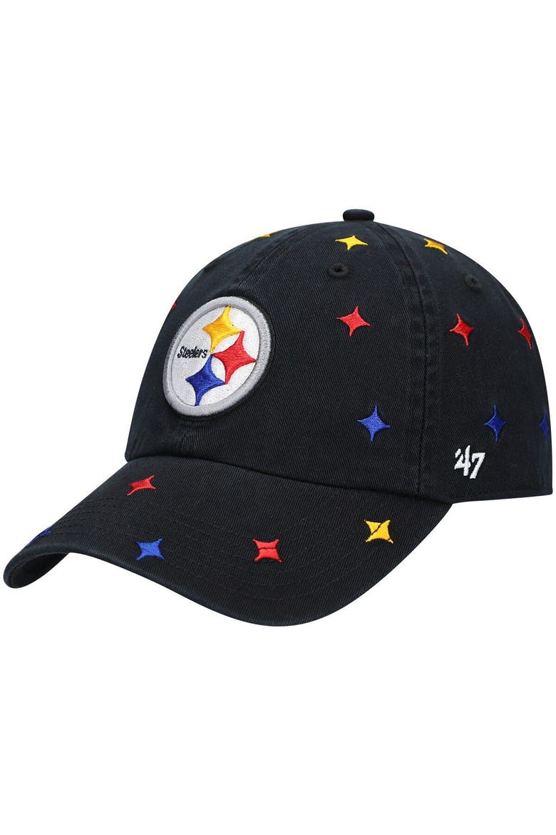 Women's '47 Black Pittsburgh Steelers Multi Confetti Clean Up Adjustable Hat, Main, color, Black