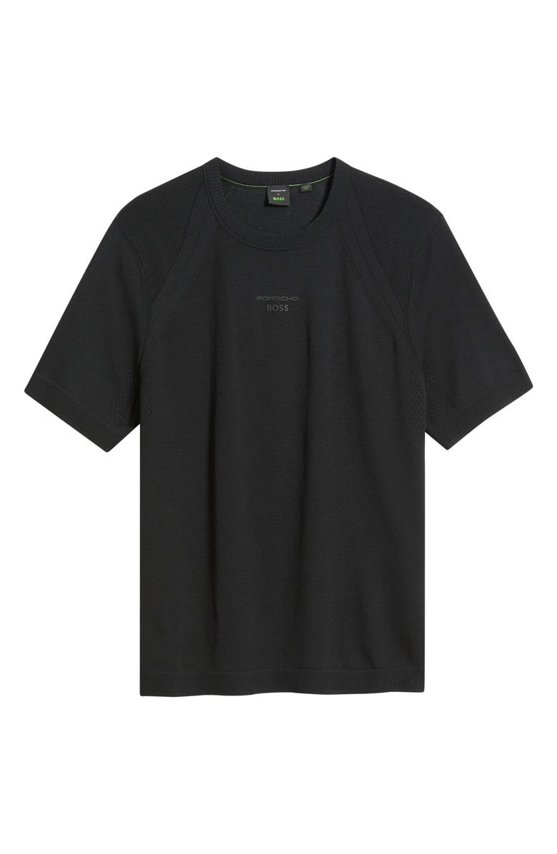 BOSS Porsche Spirit 70 Logo Short Sleeve Sweater, Main, color, Black