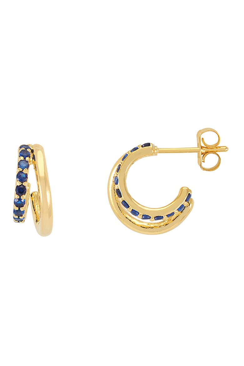 Cubic Zirconia Double Hoop Earrings, Main, color, GOLD