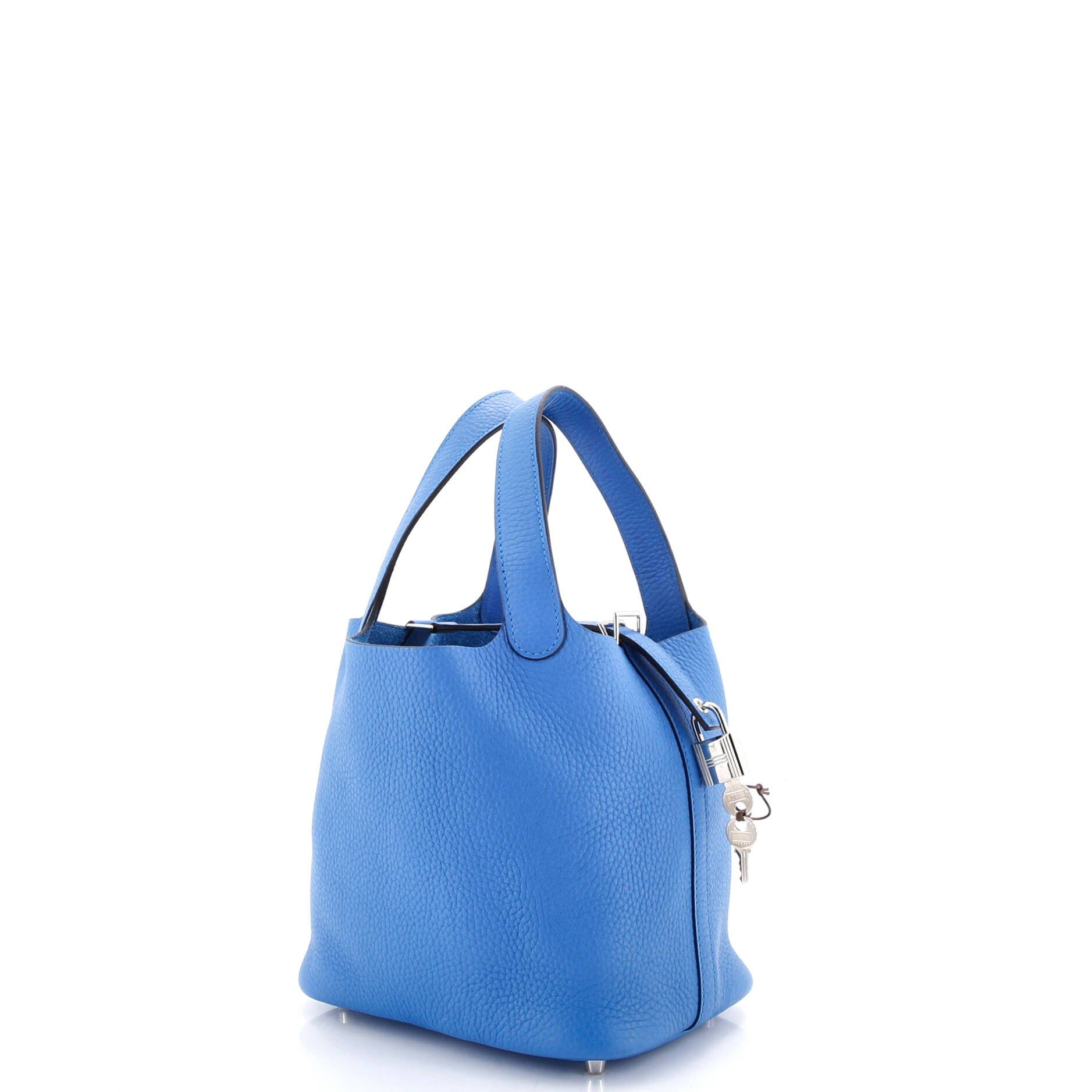 Pre-Owned Hermes Picotin Lock Bag Clemence PM, Alternate, color, Bleu Zanzibar