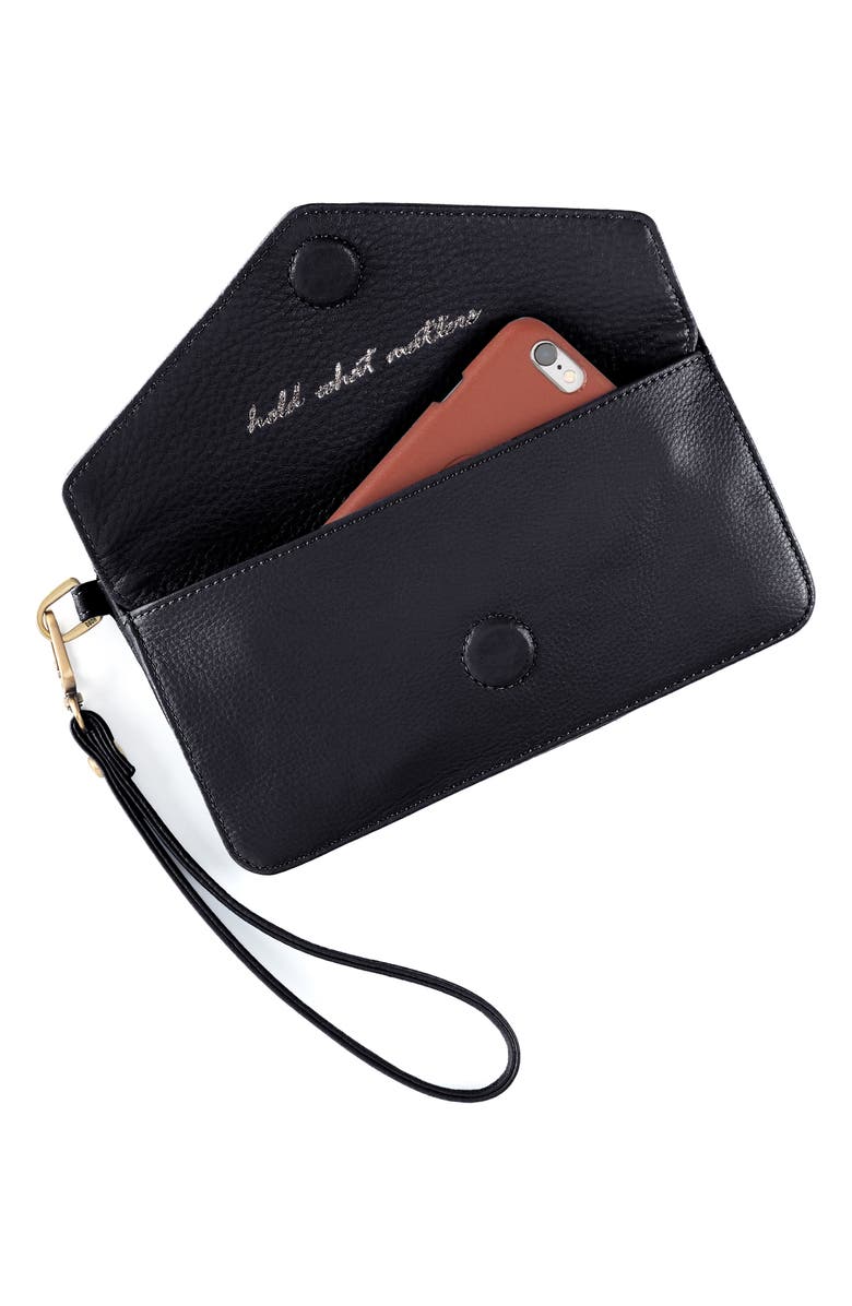 HOBO Goldie Leather Wristlet, Alternate, color, Black