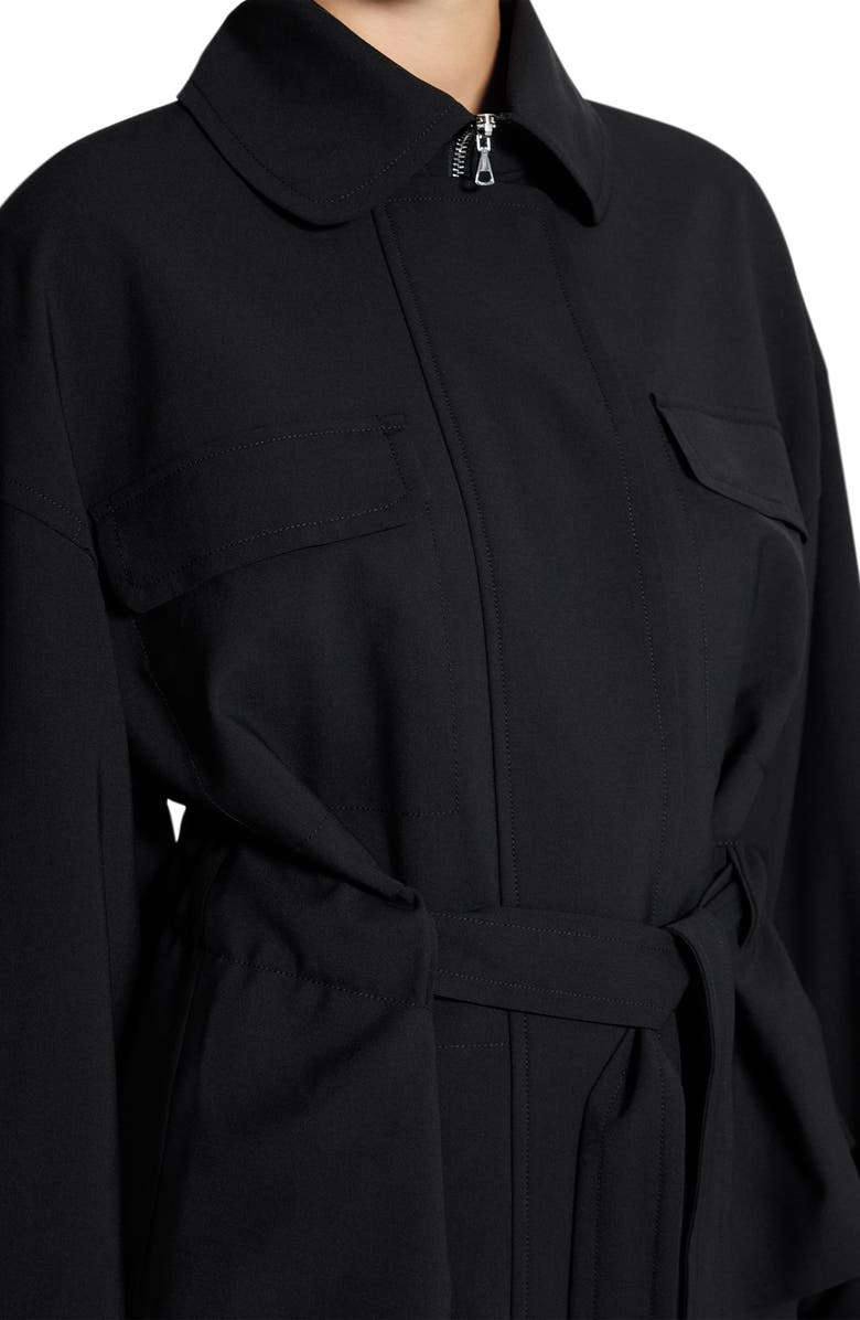 Theory Flight Tie Waist Stretch Wool Jacket, Alternate, color, Black - 001