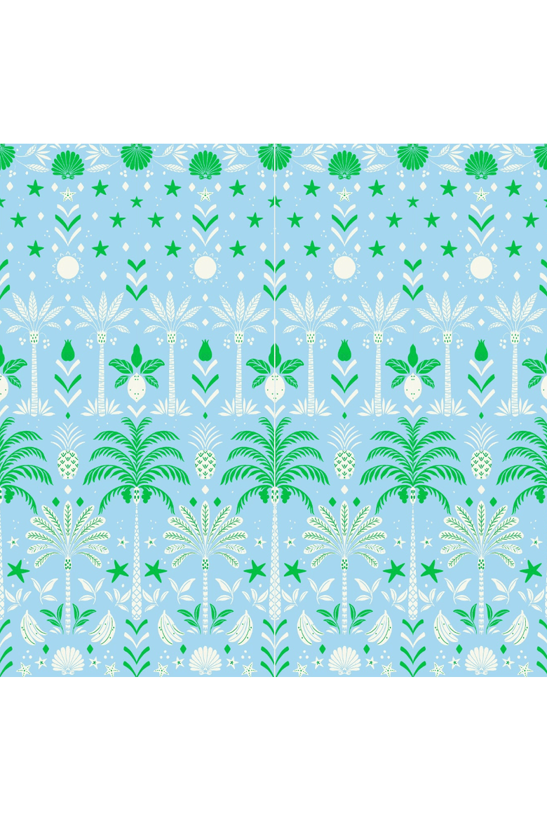 Pima Knit Short Sleeved Simple Set Conversational, Alternate, color, Tropicana Palm