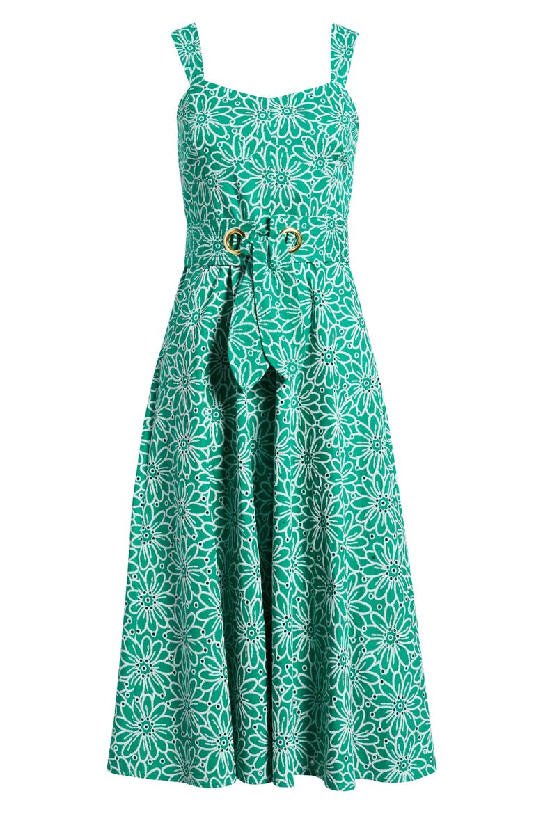 Floral Print Midi Dress, Alternate, color, PARAKEET GREEN