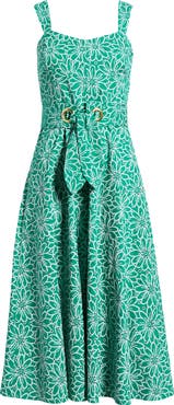 Tahari ASL Floral Print Midi Dress