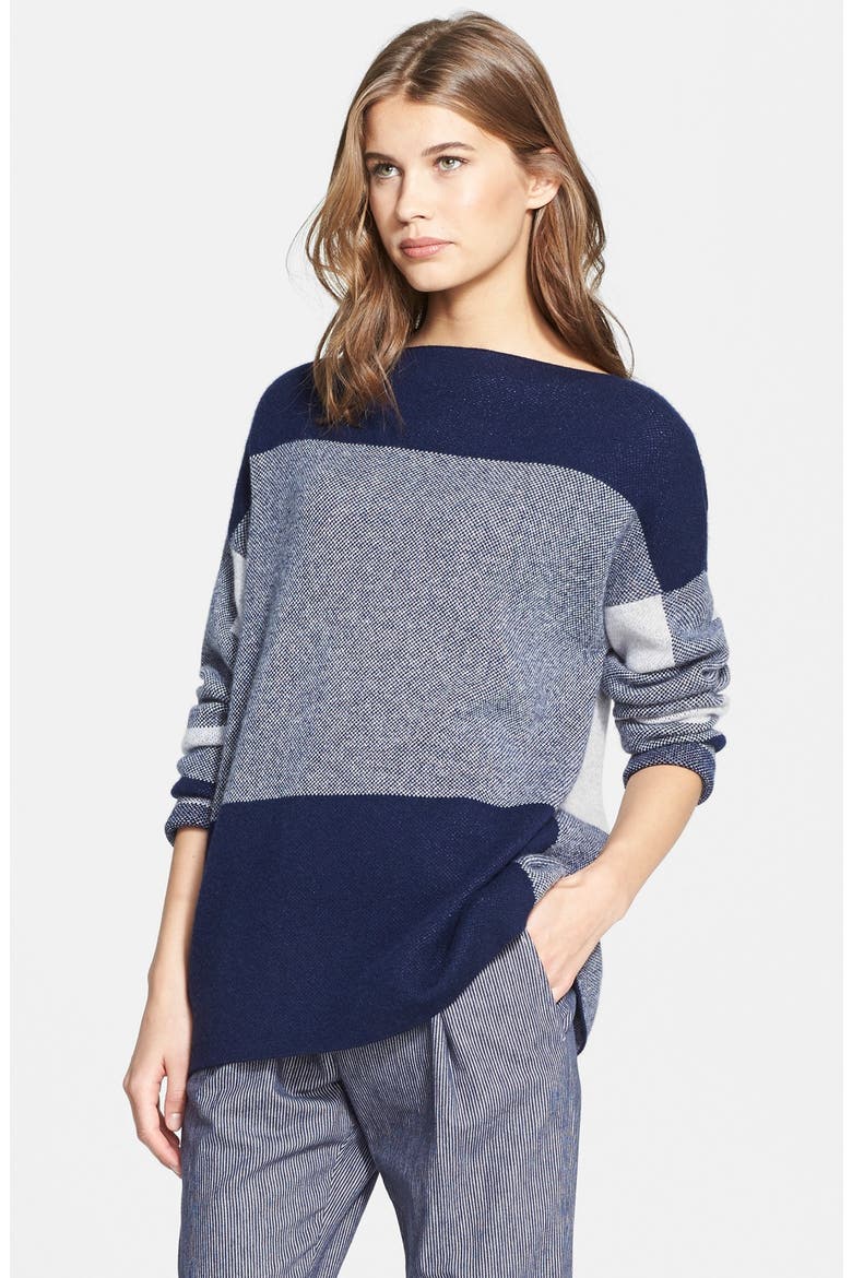 Intarsia Colorblock Sweater, Main, color, BLUE MARINE