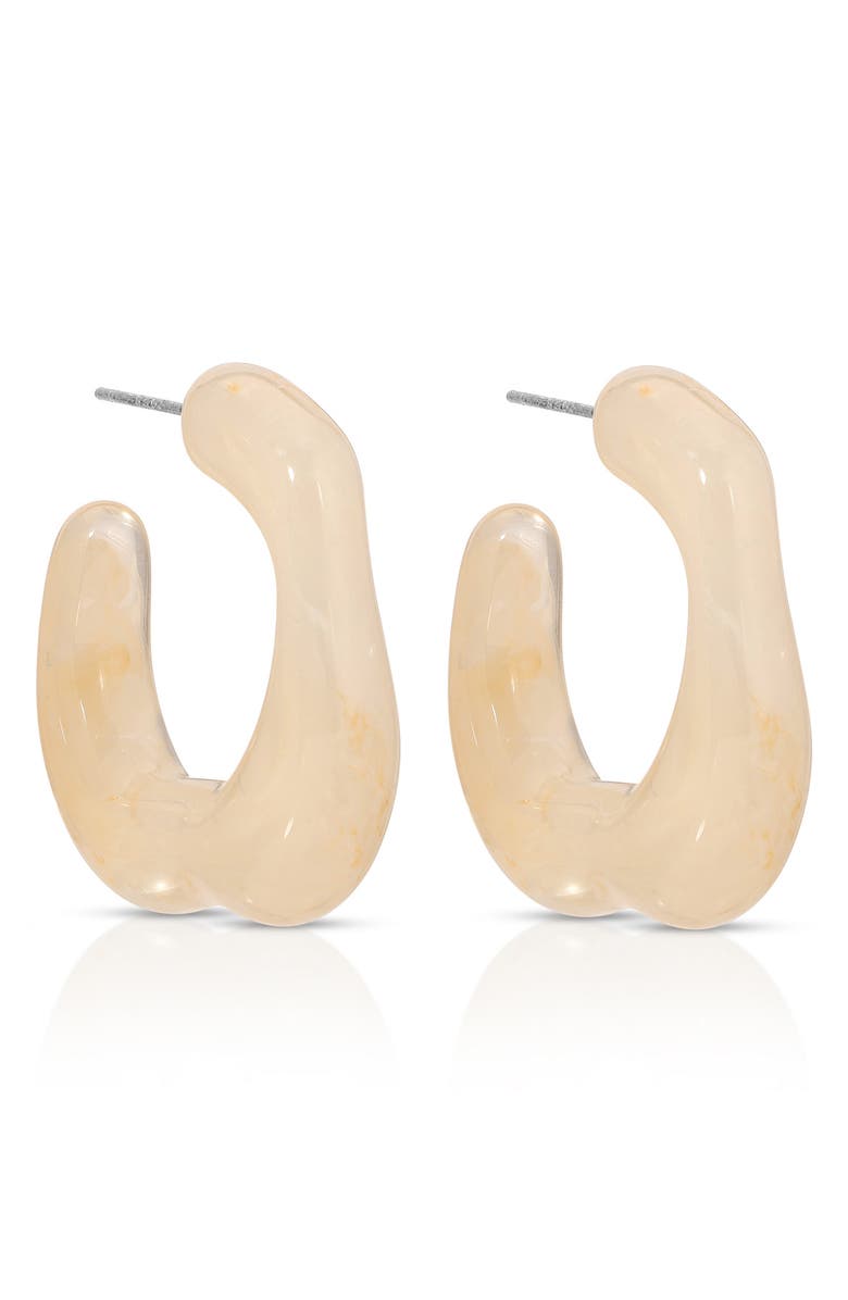 Ettika Resin Square Hoop Earrings, Alternate, color, Beige