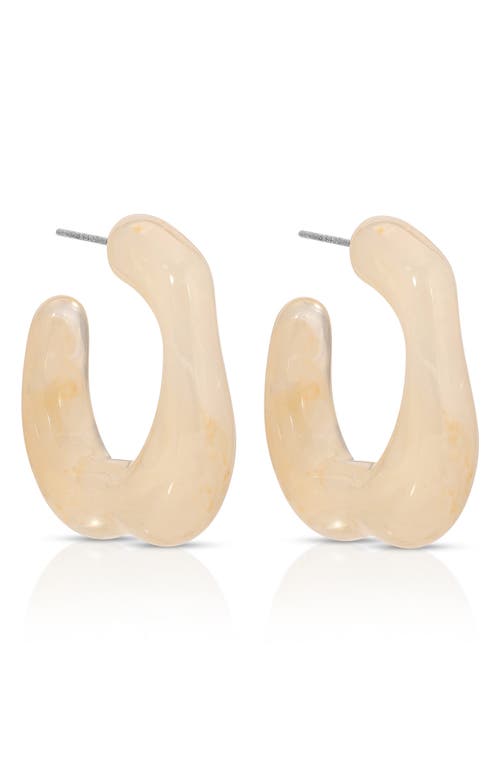 Ettika Resin Square Hoop Earrings In Sand