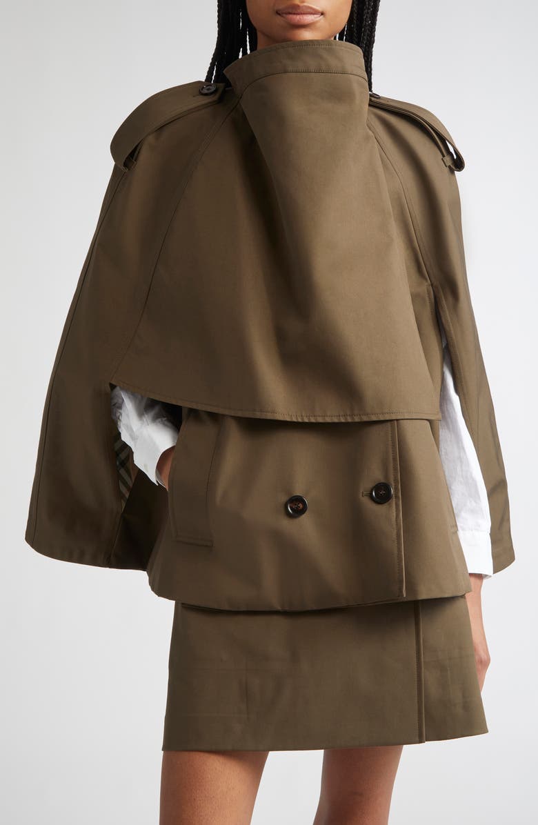 Burberry Trench Cape Coat, Main, color, Juniper