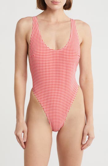 Good American High Leg One-piece Swimsuit In Pink