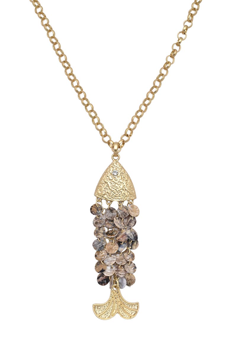 EYE CANDY LOS ANGELES Nimba Fish Pendant Necklace, Main, color, 