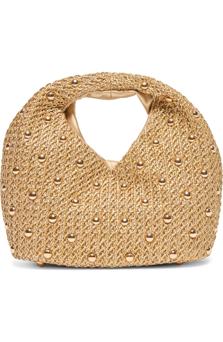Dolce Vita Dahlia Studded Woven Raffia Handbag, Alternate, color, Gold