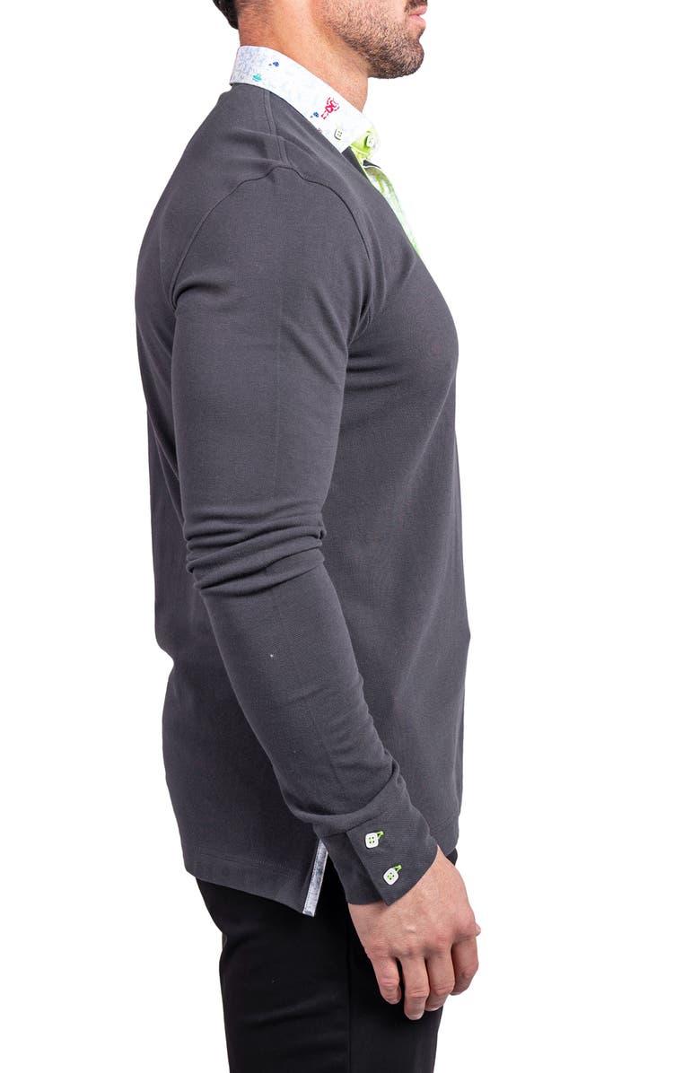 Maceoo Newton Ascension0011 Grey Long Sleeve Button-Down Polo, Alternate, color, Grey