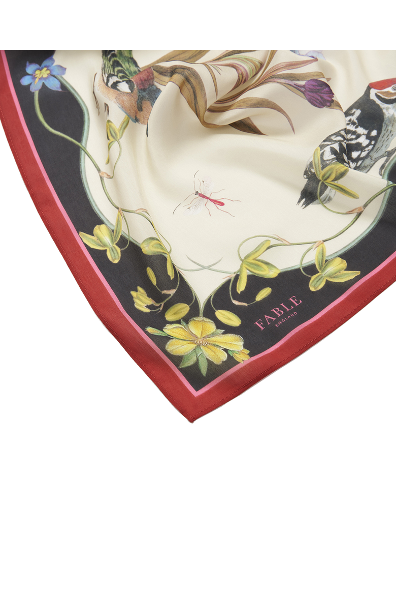 Ivory Wonderland Scene Square Scarf, Alternate, color, Cream & Black