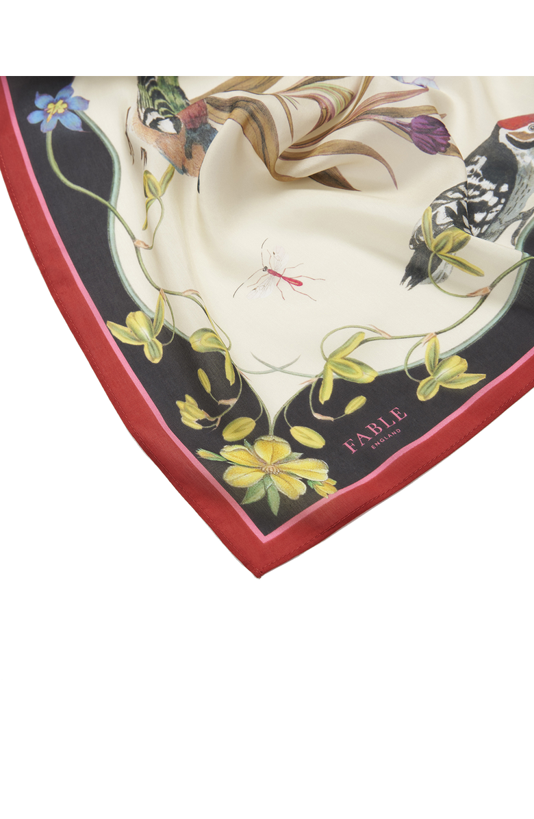 Fable England Ivory Wonderland Scene Square Scarf, Alternate, color, Cream & Black