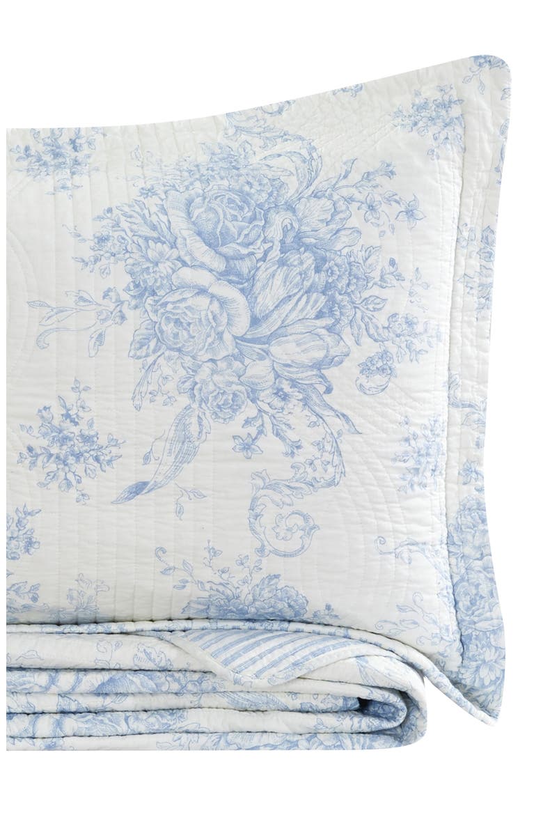 Toile Reversible Cotton Quilt Set, Alternate, color, LIGHT BLUE