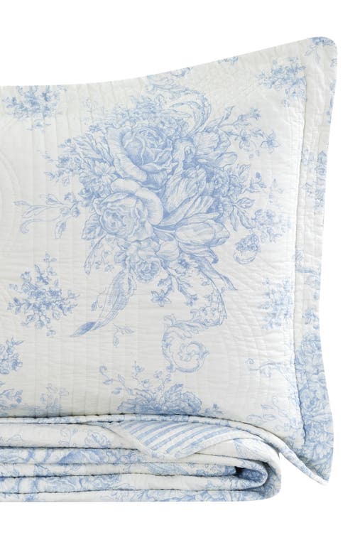 Melange Home Toile Reversible Cotton Quilt Set In Light Blue