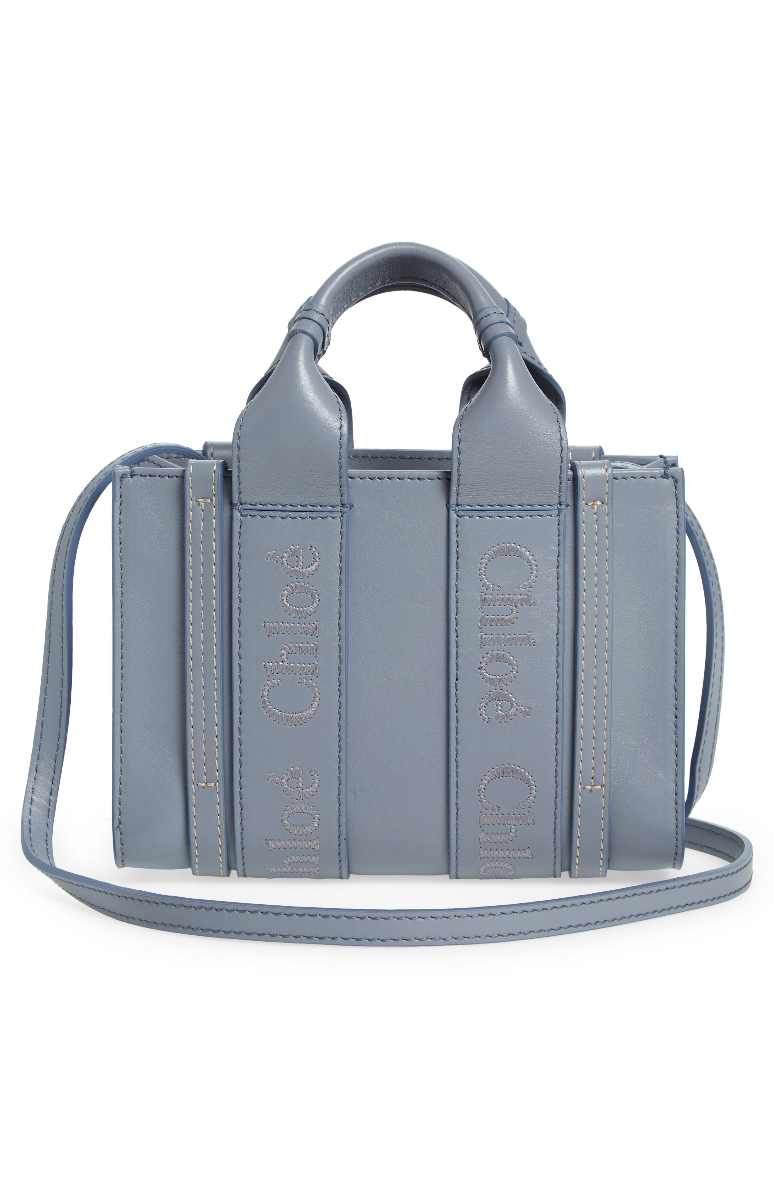 Mini Woody Leather Tote, Alternate, color, STORM BLUE 41A