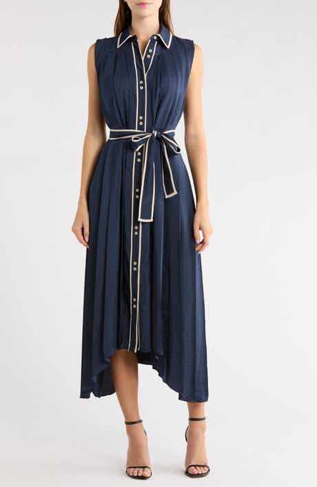 Kenneth Pleated Sleeveless Shirtdress