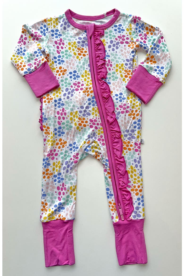 Korrie Ruffle Convertible Footie, Main, color, Dots