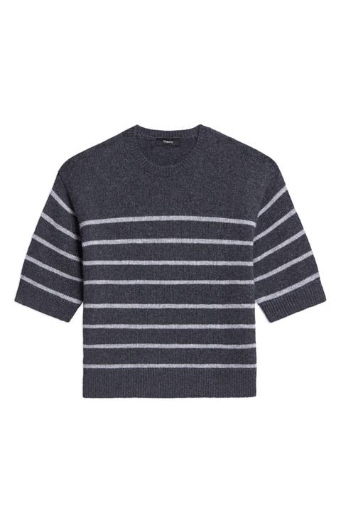 Striped Cashmere Crop Sweater