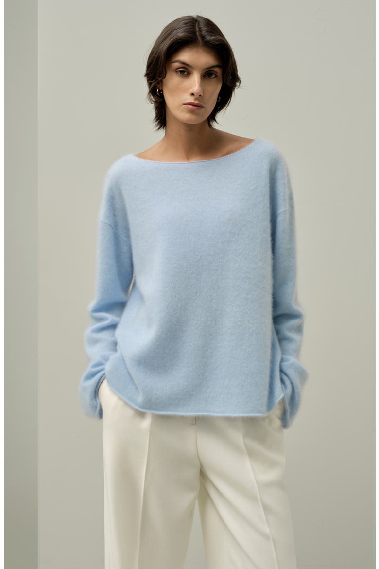 Women's Boat-Neck Brushed Cashmere Sweater, Alternate, color, Illusion Blue
