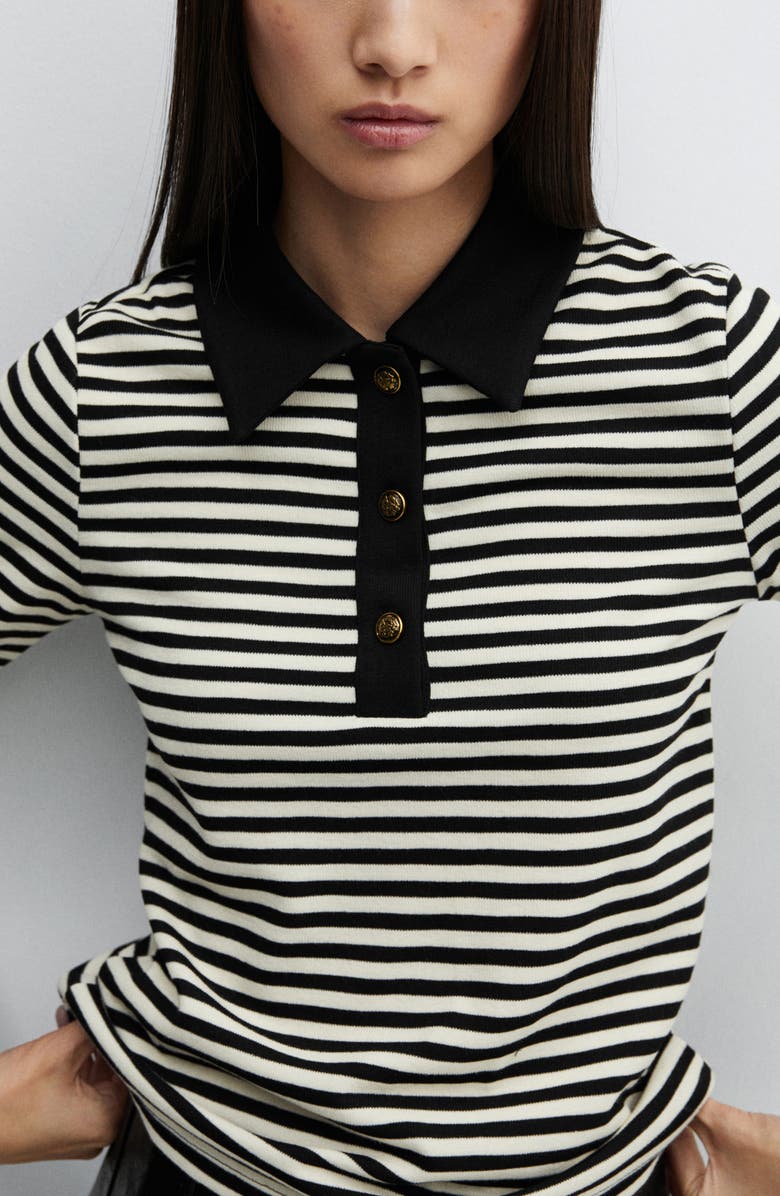 MANGO Stripe Long Sleeve Polo, Alternate, color,