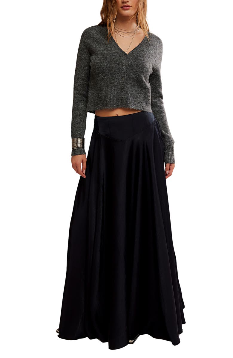 Free People School Girl Crop Cardigan, Alternate, color, Charcoal Heather